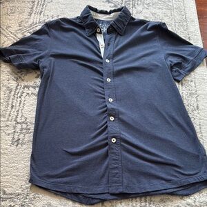Men's Navy Blue Short Sleeve Normal Brand Shirt